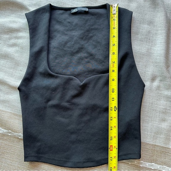 Zara Black Sleeveless Sweetheart Crop Top Size S - Picture 5 of 9